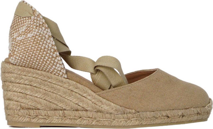 Castañer Zandkleurige Katoenen Canvas Sleehak Espadrilles Beige Dames