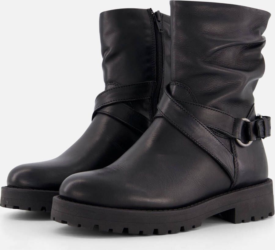 Cellini Plooi Biker boots zwart Leer