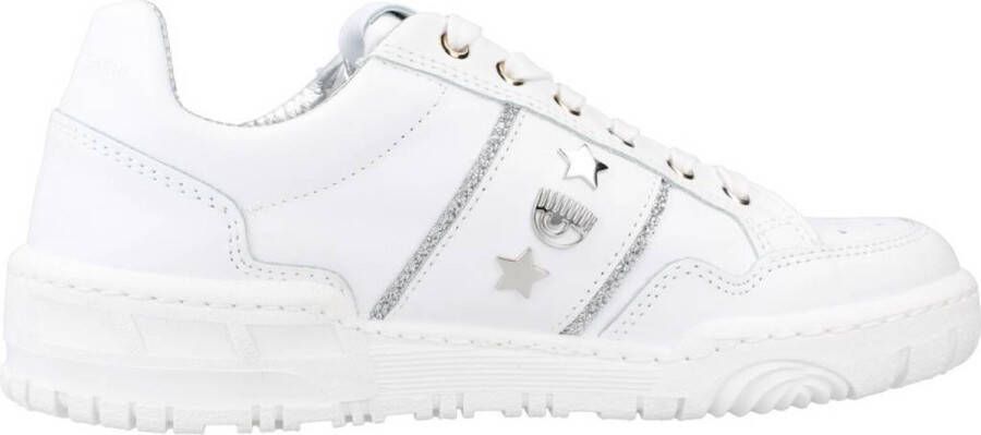 Chiara Ferragni Collection Witte Leren Sneakers met Metalen Accenten White Dames