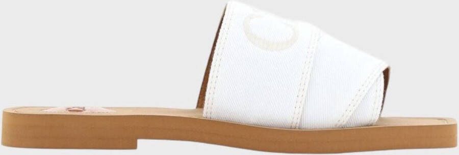 Chloé Witte Katoenen Woody Slides Sandalen Multicolor Heren