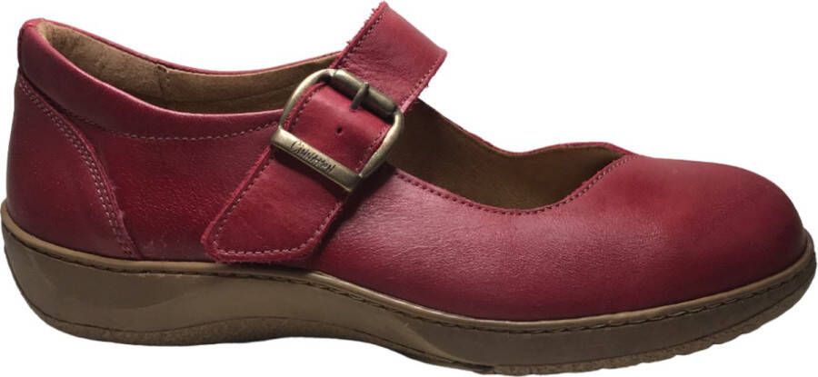 cinnamon Velcro lederen comfort ballerina Tilda Rood