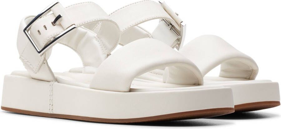 Clarks Stijlvolle Platte Sandalen voor Vrouwen White Dames