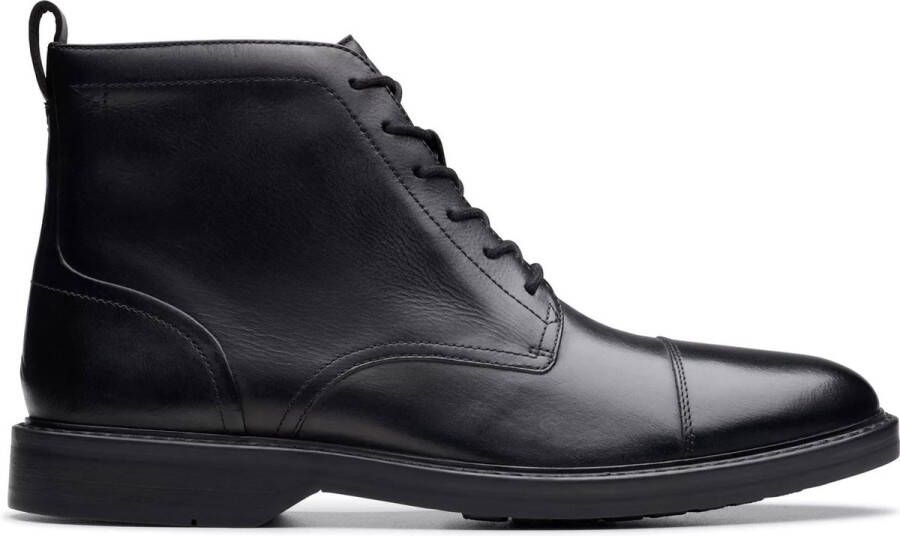 Clarks Zwarte Leren Enkellaars voor Mannen Black Heren