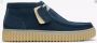 Clarks Blauwe Effen Suede Veterschoenen Met Leren Voering En Rubberen Zool - Thumbnail 1