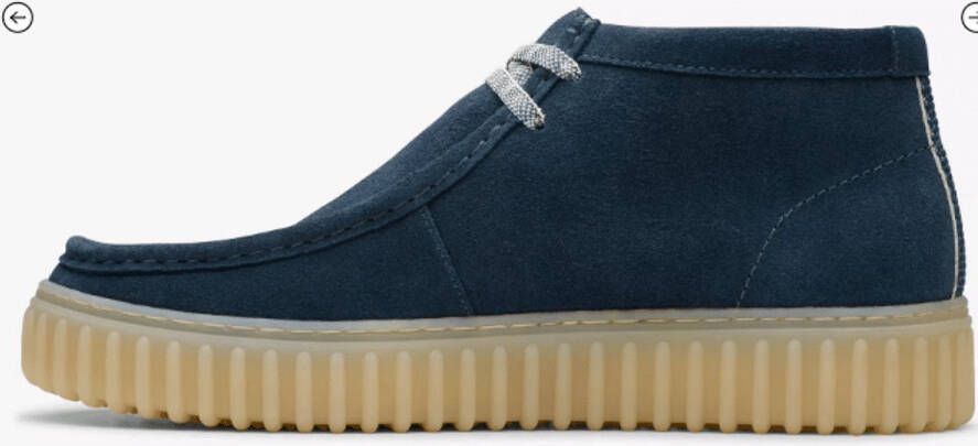 Clarks Blauwe Effen Suede Veterschoenen Met Leren Voering En Rubberen Zool