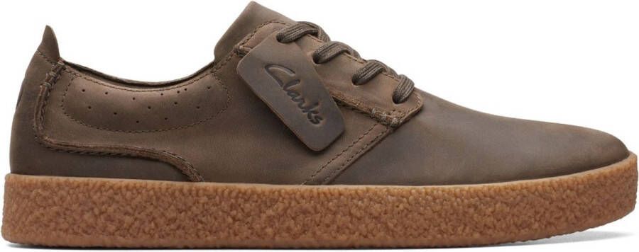 Clarks Bruine Leren Veterschoenen Met Rubberen Zool