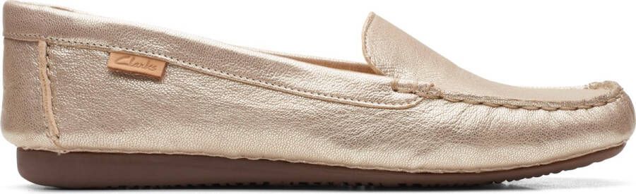 Clarks Champagne Leren Loafers Freckle Walk Gray Dames