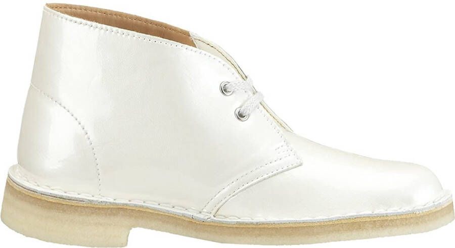 Clarks Metallic Leren Desert Boot Dames Enkellaars Wit Dames