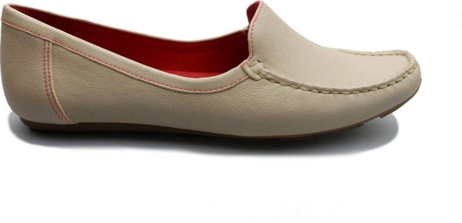 Clarks Comfortabele leren instapper met rode stiksels White Dames