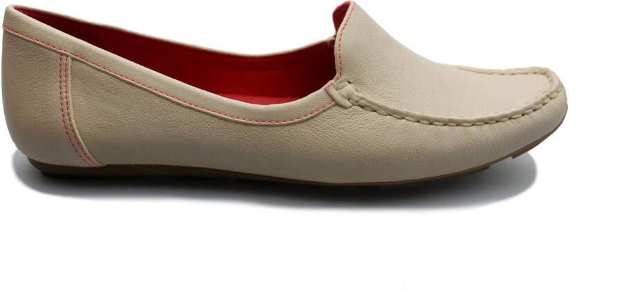 Clarks Comfortabele leren instapper met rode stiksels White Dames