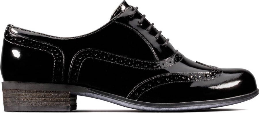 Clarks Zwarte leren veterschoenen voor dames Black Dames