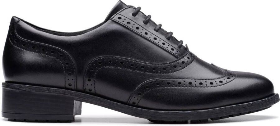 Clarks Zwarte veterschoen van premium leer Black Dames