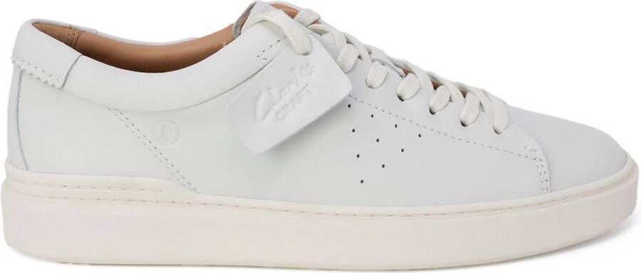 Clarks Witte leren sportieve sneakers met rubberen zool White Heren