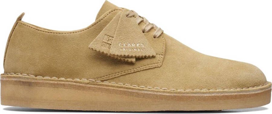 Clarks Coal London Beige Suede Lage veterschoenen