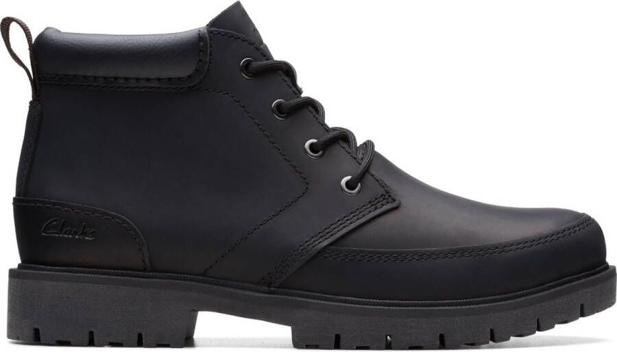 Clarks Zwarte leren heren mid veterboot Black Heren