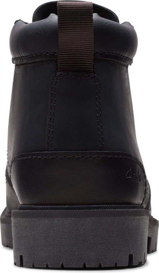 Clarks Zwarte leren heren mid veterboot Black Heren