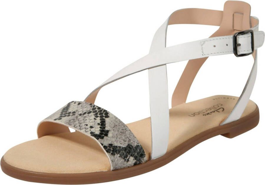 Clarks Grijze Slang Platte Sandalen Vrouwen White Dames