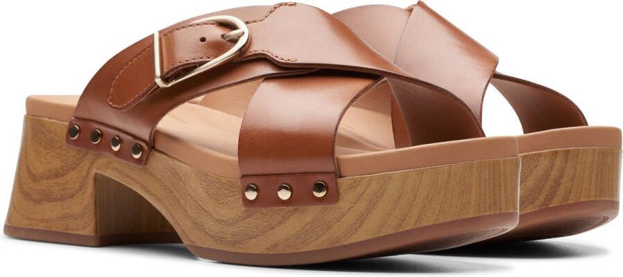 Clarks Heeled Mules Brown Dames