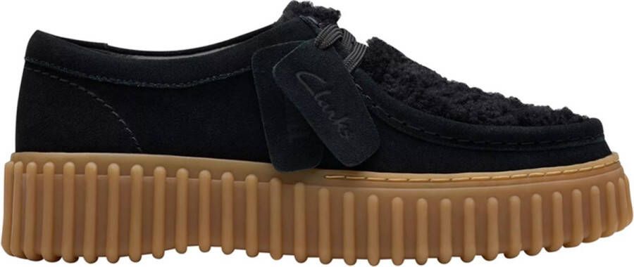 Clarks Platte Sponge en Suède Rubberen Schoen Black Dames