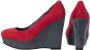 Claudia Ghizzani Dames schoenen Dames feest schoenen Wedge Heel- sleehak Pumps Rood-Grijs - Thumbnail 1