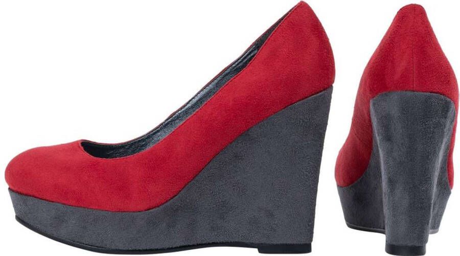 Claudia Ghizzani Dames schoenen Dames feest schoenen Wedge Heel- sleehak Pumps Rood-Grijs