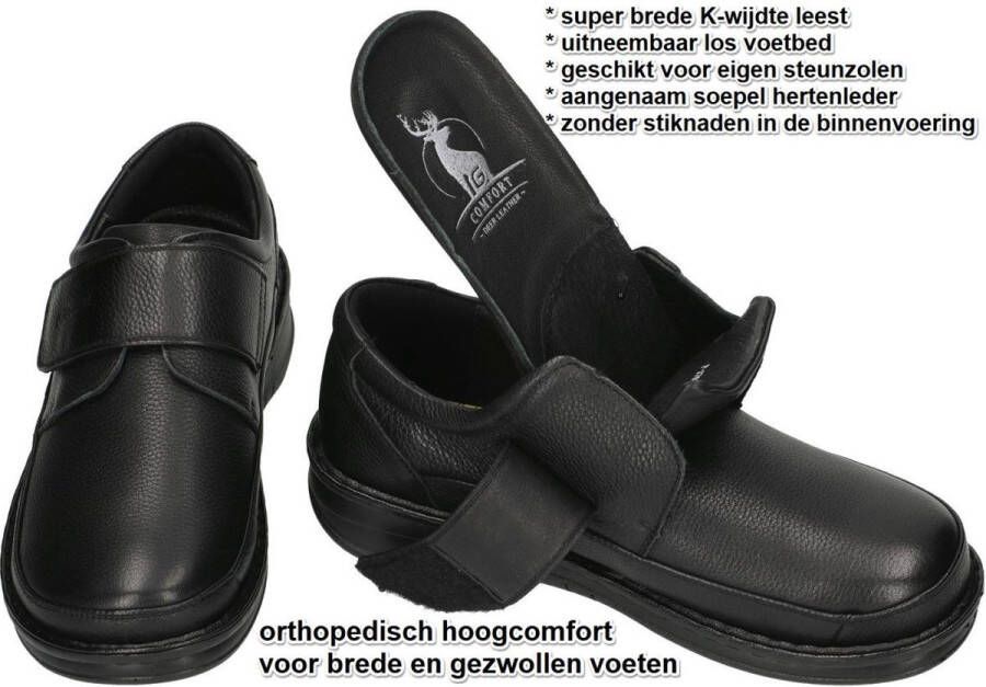 Comfort G- -Heren zwart geklede lage schoenen