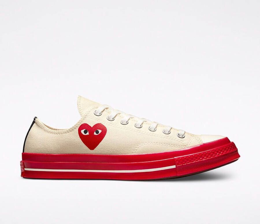 Comme Des Garçons Converse Beige Rood Low Top Sneakers Unisex