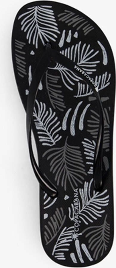 Copacabana dames teenslippers met zomerse print Zwart