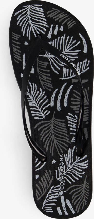 Copacabana dames teenslippers met zomerse print Zwart