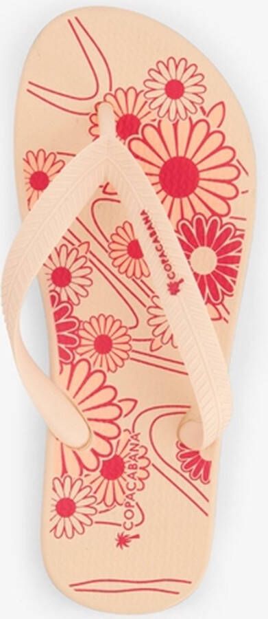 Copacabana kinder teenslippers met bloemenprint Roze