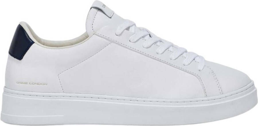 Crime London Witte Leren Sneakers met Ronde Neus en Logo Patch White Heren