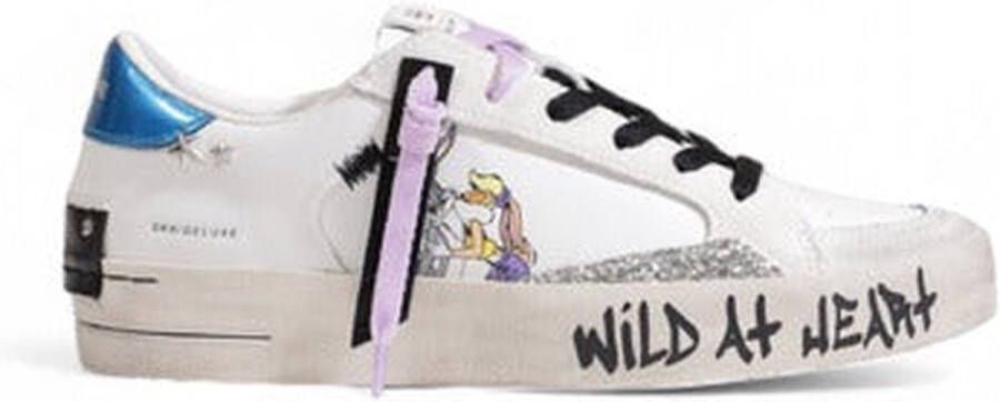 Crime London Witte Leren Sneaker met Stoffen Detail White Dames