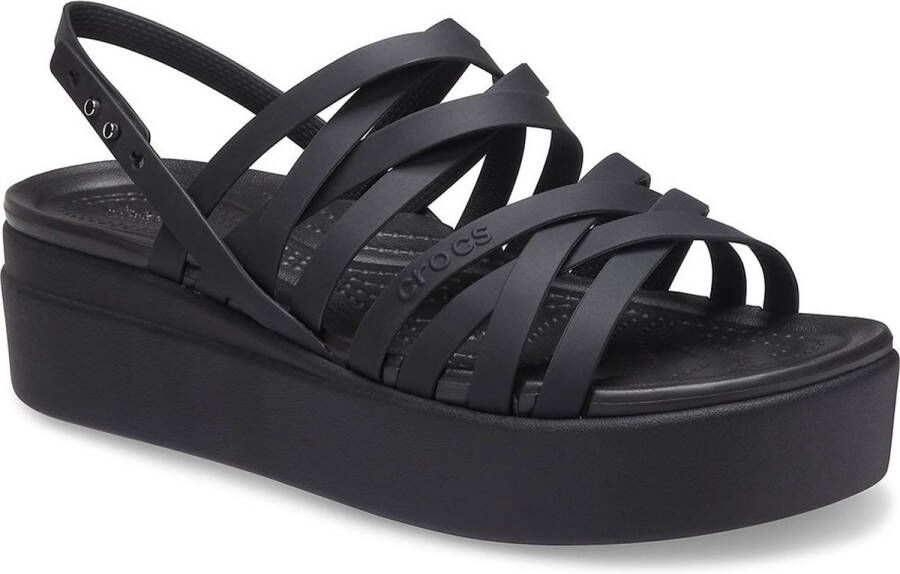 Crocs Brooklyn Strappy Low Wedge Sandalen Zwart Vrouw