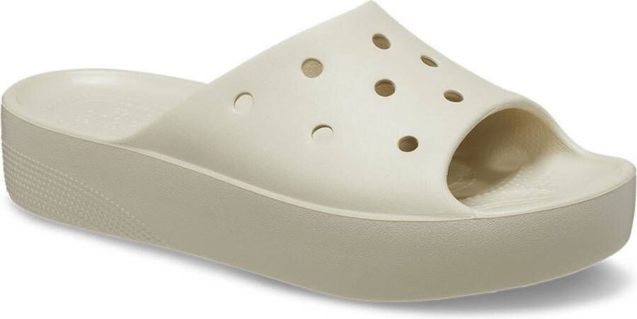 Crocs 's Classic Platform Slide Sandalen maat W10 grijs beige