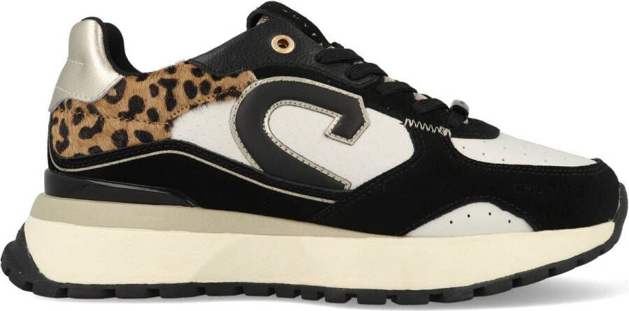 Cruyff Hyde Runner black beige leopard Zwart Leerlook Lage sneakers Dames