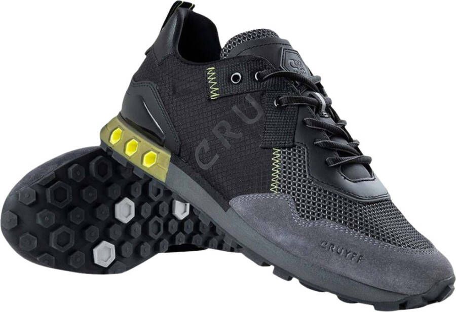 Cruyff Superbia Hex Dk. Grey Black Fluo Yellow Grijs Leer Lage sneakers Heren