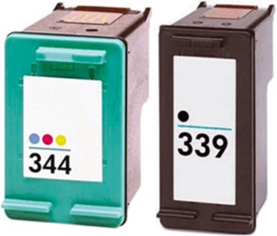 Inktkenners Cartridges Geschikt voor HP 339 HP 344 Dualpack Zwart en Kleur Geschikt voor Deskjet 5740 5940 6540 6620 6840 6940 6980 9800 Photosmart 2575 2610 8450 8750 D5160