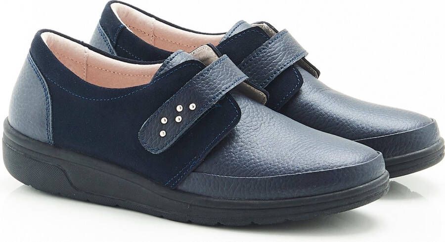 Damart Derby schoenen twee materialen klittenband Dames Blauw