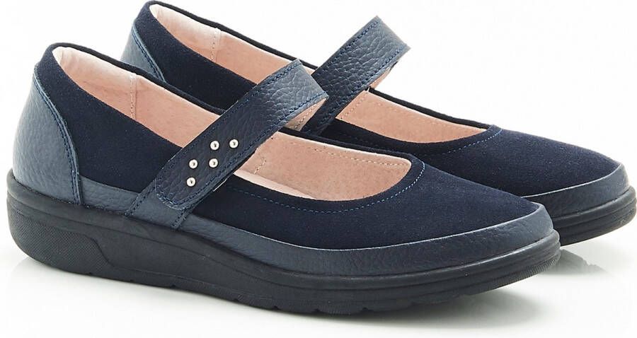 Damart Mary Jane schoenen bi-materiaal klittenband Dames Blauw