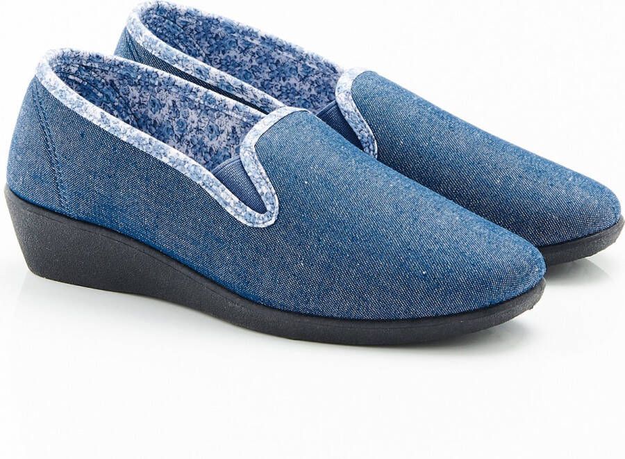 Damart Pantoffels textiel binnenkant met print Vrouwen Blauw