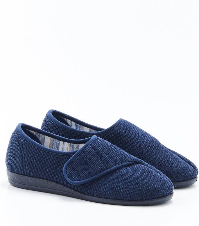 Damart Pantoffels van wafeltricot met kittenband Vrouwen Blauw