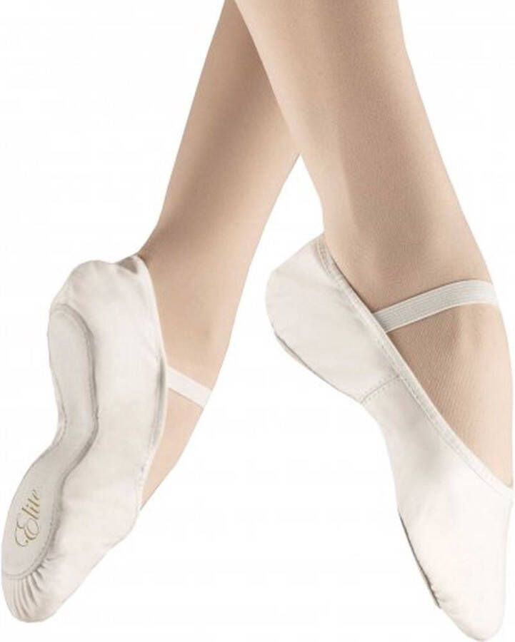 Dancer Dancewear Balletschoenen dames “Elite“ Wit Professionele leren balletschoen Met hele suède zool Ballet schoen met doorlopende zool