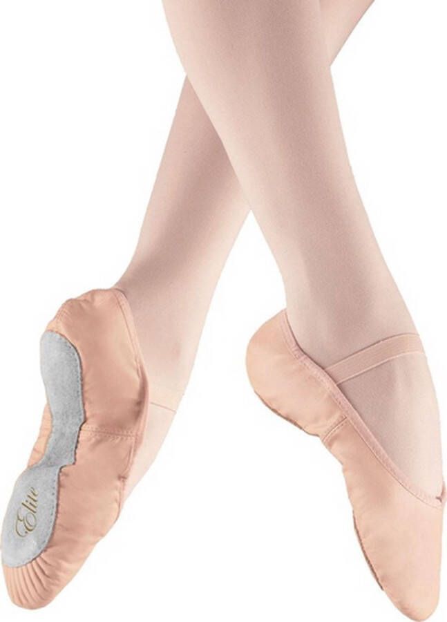 Dancer Dancewear Balletschoenen meisje “Elite“ Roze Professionele leren balletschoen Met hele suède zool Ballet schoen met doorlopende zool