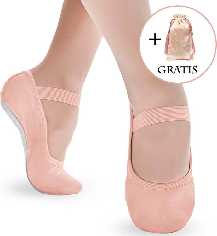 Dancer Dancewear Balletschoenen meisje Roze Eleve Balletschoen meisje Met GRATIS satijnen schoenzakje Hele zool Elastisch canvas Balletschoentjes voor kinderen