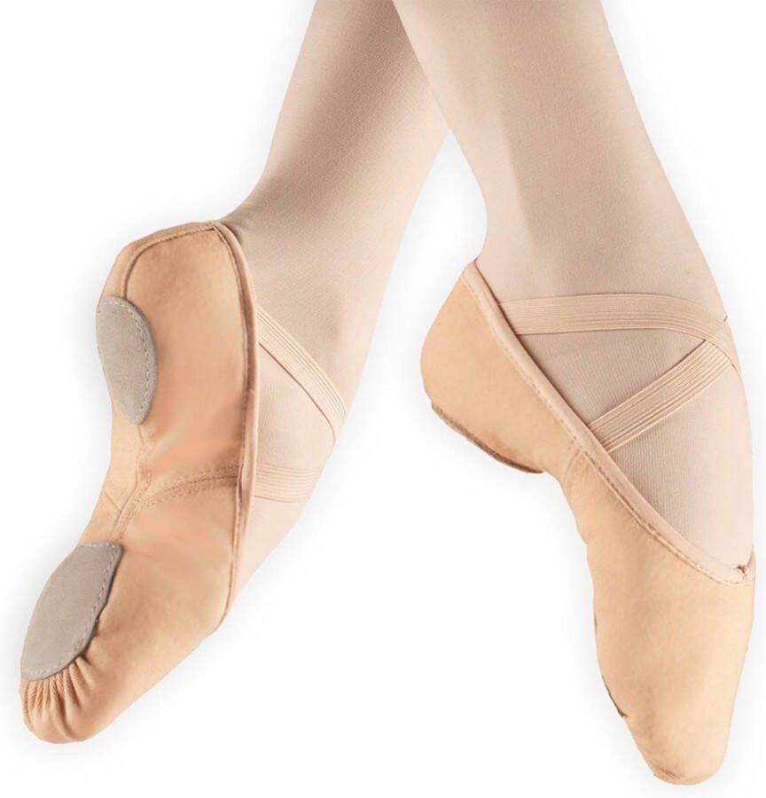 Dancer Dancewear Balletschoenen Splitzool ROZE “StretchPro” Stretch canvas Balletschoen voor meisje Vegan