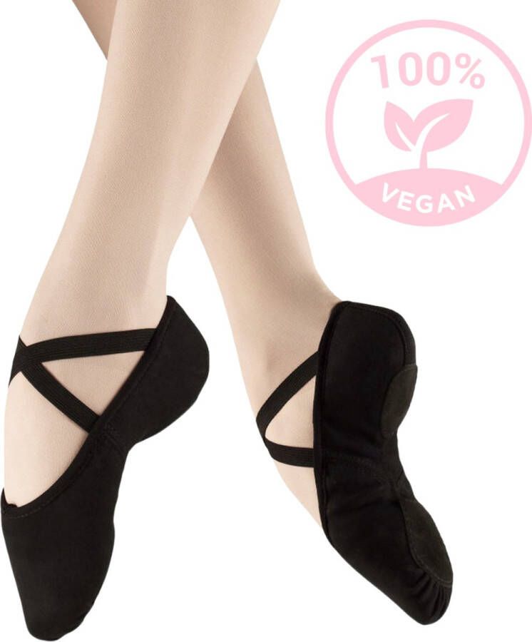 Dancer Dancewear Balletschoenen Splitzool ZWART “StretchPro” Stretch canvas Balletschoen voor dames - Foto 1