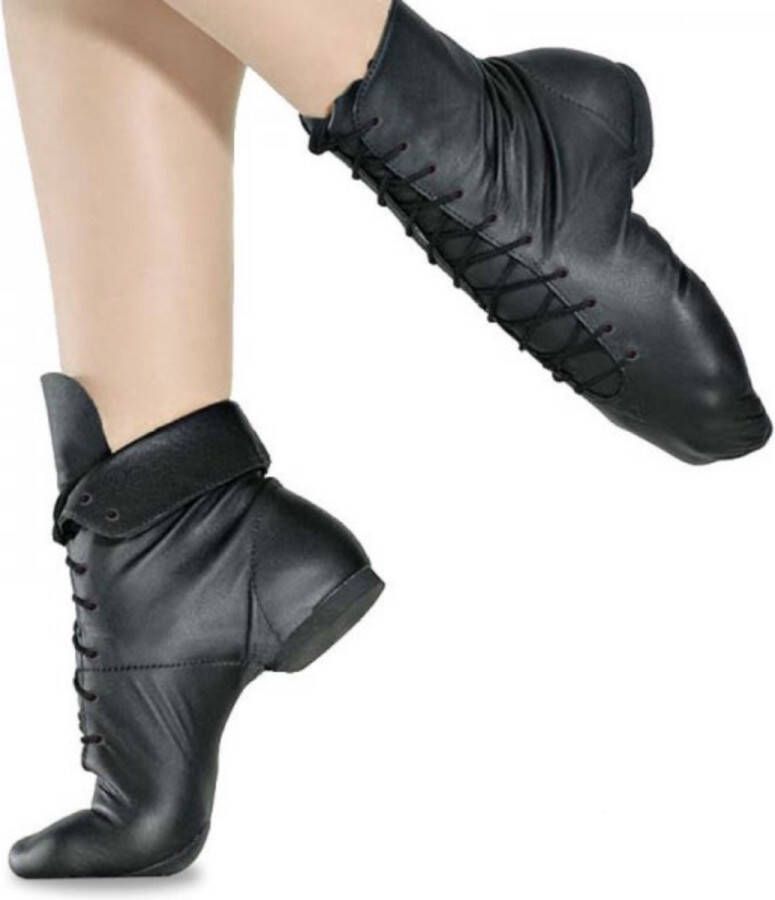 Dancer Dancewear Dansschoenen Jazzschoenen dames Jazzschoenen zwart leer Jazzlaarsjes Jazzboots