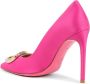 Dee Ocleppo Roze Satijnen Pomp met Gouden Logo Pink Dames - Thumbnail 1