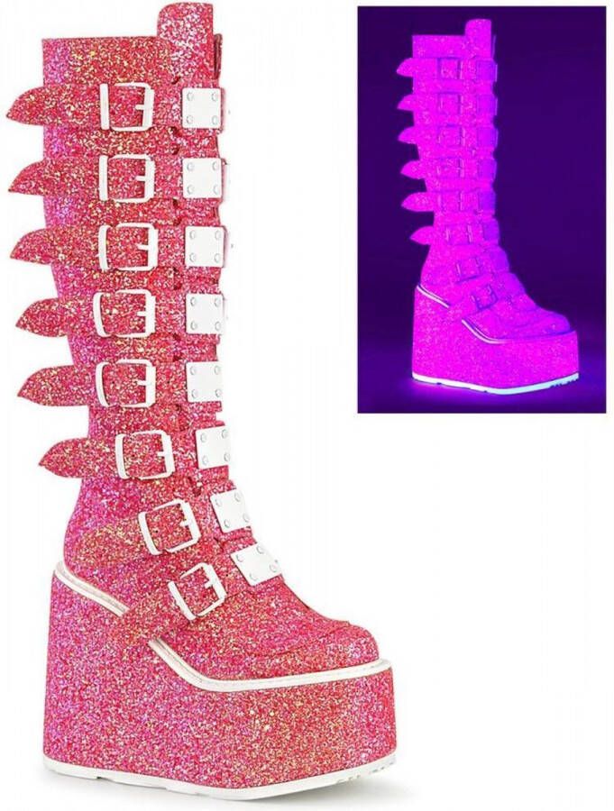 DemoniaCult SWING-815UV Plateau Laarzen 40 Shoes Roze Wit