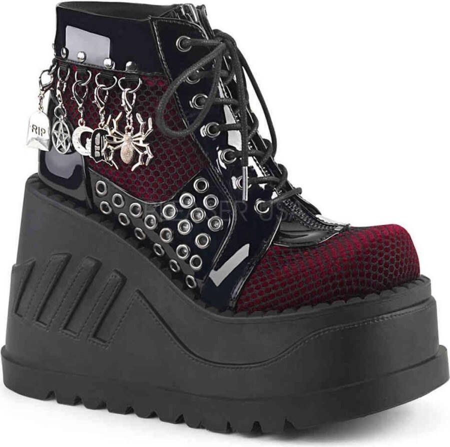 DemoniaCult STOMP-18 Plateau Laarzen 39 Shoes Zwart Bordeaux rood - Foto 1